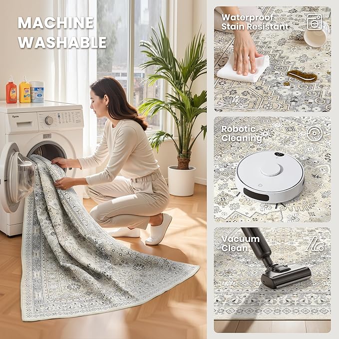 zesthome 9x12 Area Rugs, Stain Resistant Washable Rug, Ultra-Thin Rugs - Image 5
