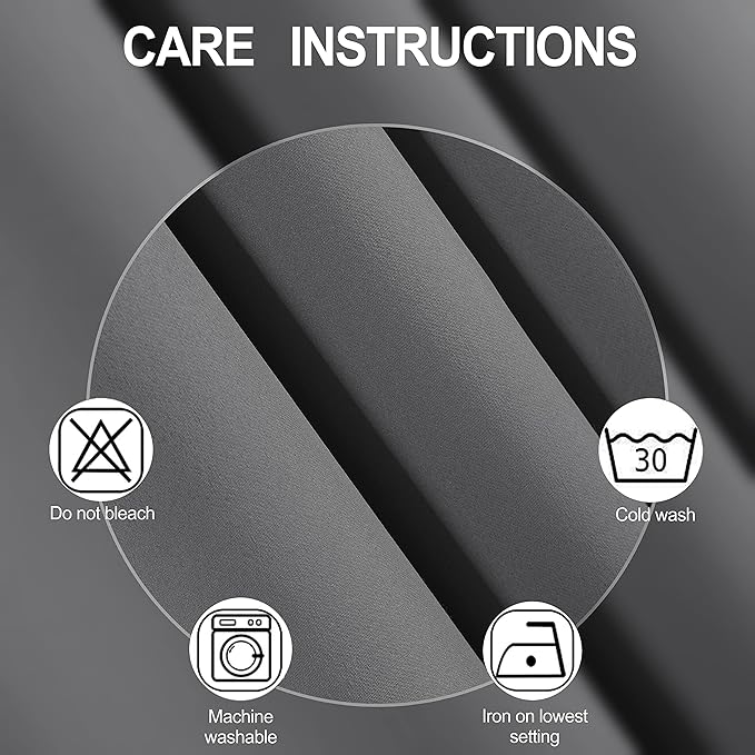 LEMOMO Grey Blackout Curtains/52 x 95 Inch/Set of 2 Panels Thermal Insulated - Image 4