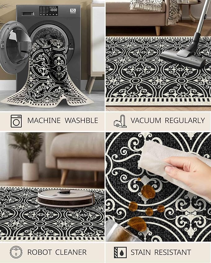 Latte&Fog 8x10 Area Rugs for Living Room, Large Vintage Washable Rug, Boho Non - Image 6
