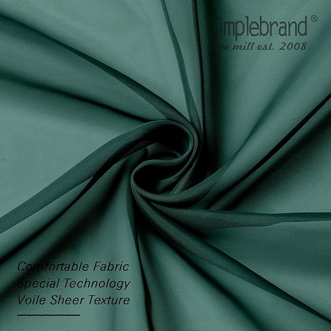 Simplebrand Hunter Green Sheer Curtains 63 Inch Length 2 Panels, Rod Pocket - Image 6