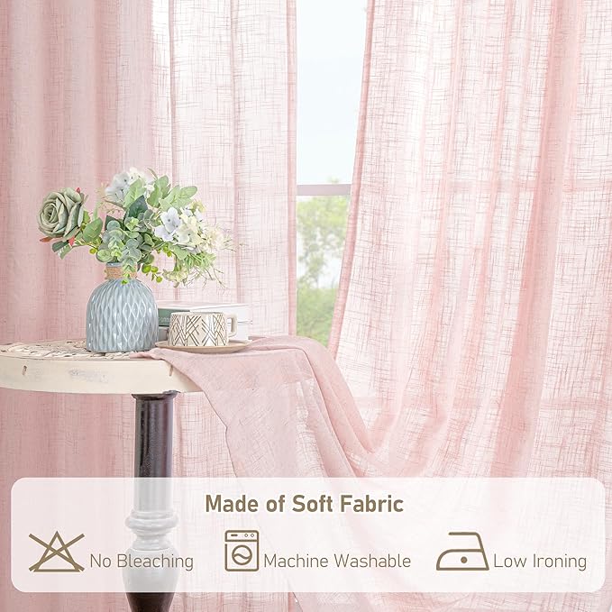 LAMIT Sheer Linen Curtains 63 Inch - Image 8