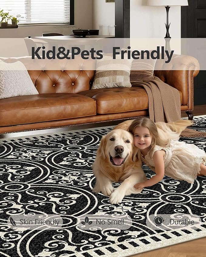 Latte&Fog 8x10 Area Rugs for Living Room, Large Vintage Washable Rug, Boho Non - Image 7