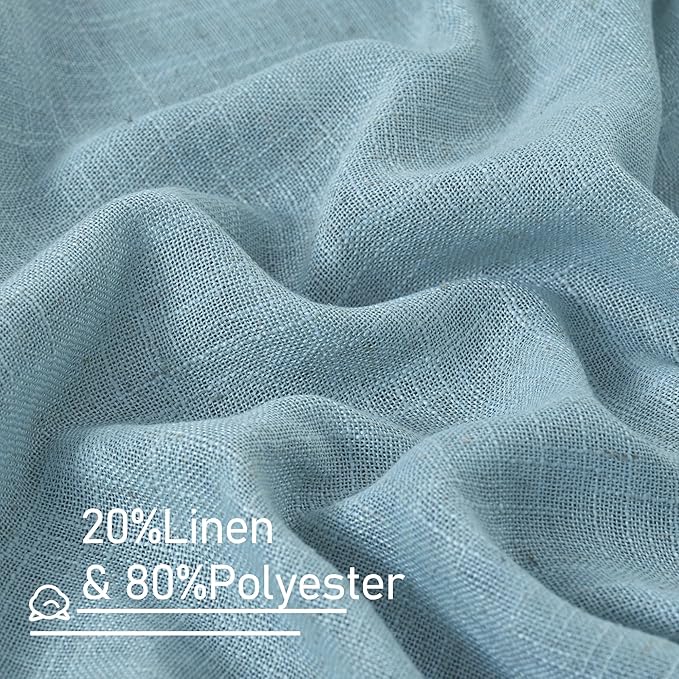 LAMIT Linen Curtains 48 Inch Length 2 Panels, Light Filtering Panels Back Tab - Image 2