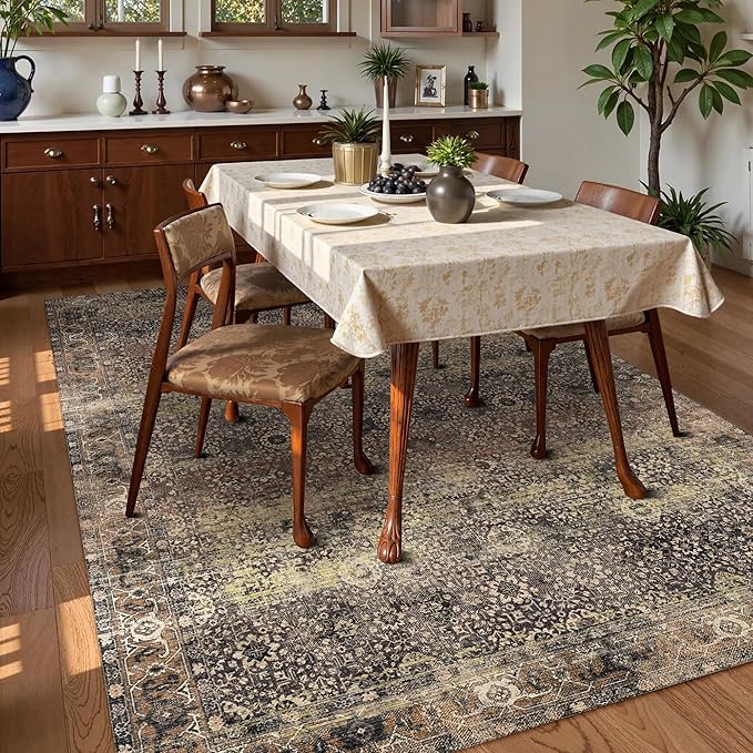 Washable Area Rug 5' x 7' Vintage Traditional Persian Mat - Image 3
