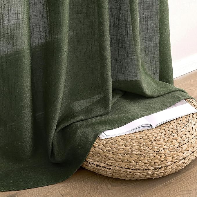 MIULEE Olive Green Linen Curtains 90 Inch Long - Image 7