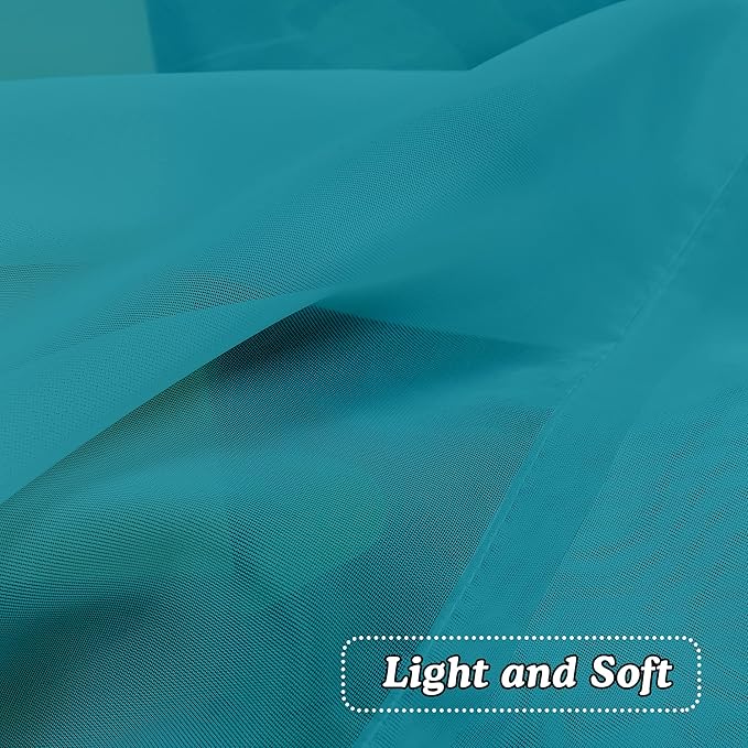 OVZME Turquoise Sheer Curtains 36 inches Long, Short Kitchen Window Treatment - Image 5