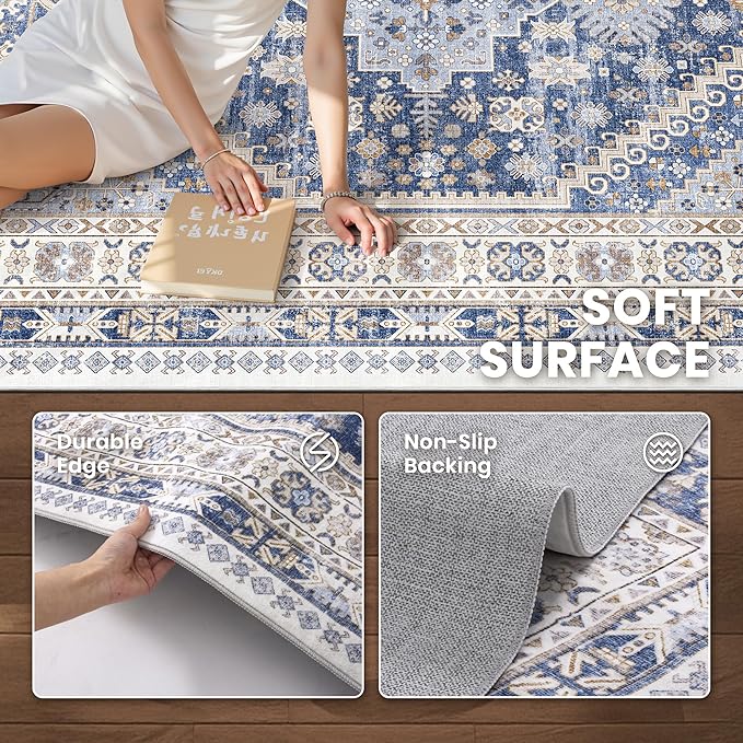zesthome 8x12 Area Rugs, Stain Resistant Washable Rug, Ultra-Thin Rugs - Image 6
