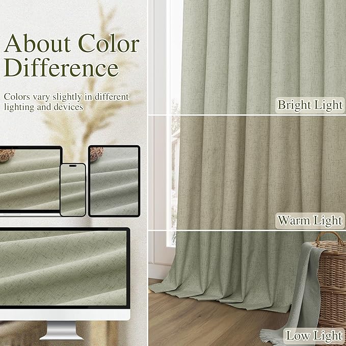 Sage Green 100% Blackout Curtains 80 Inch Length 2 Panels Set - Image 7