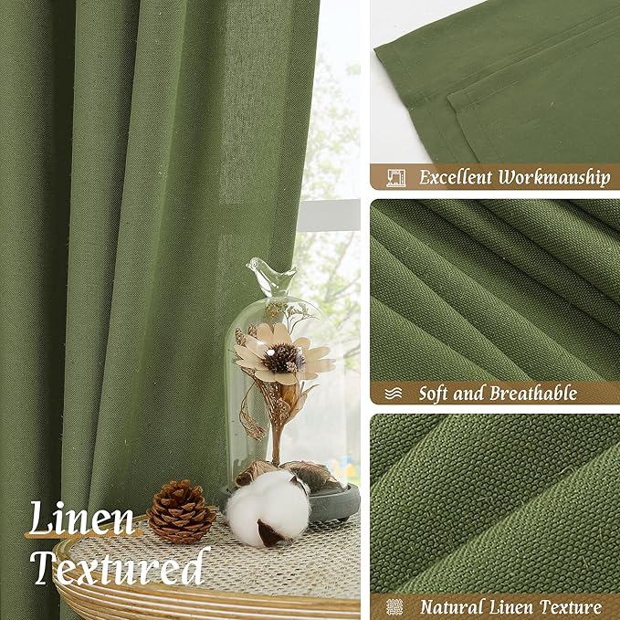 LAMIT Olive Green Linen Curtains - Image 7