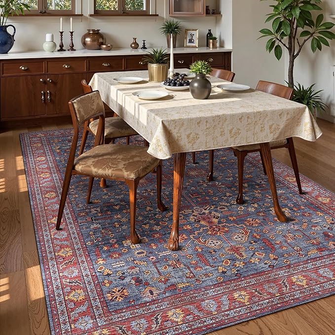 Washable Area Rug 8' x 10' Vintage Traditional Persian Mat - Image 3
