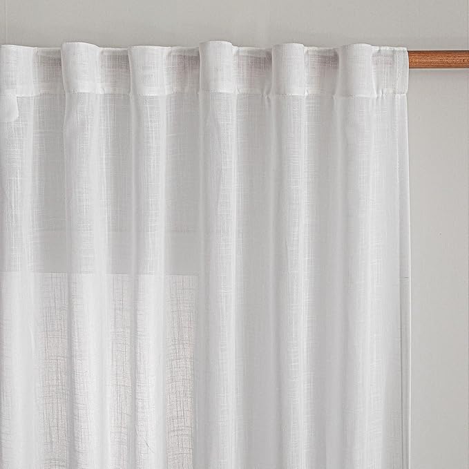 MYSKY HOME White Curtains for Beroom Liivng Room 84 Inch Length 2 Panels Set by MYSKYHOME