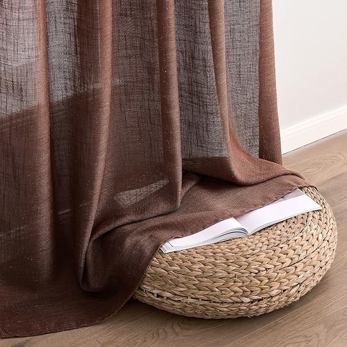 MIULEE Chocolate Brown Linen Curtains 90 Inch Long - Image 7
