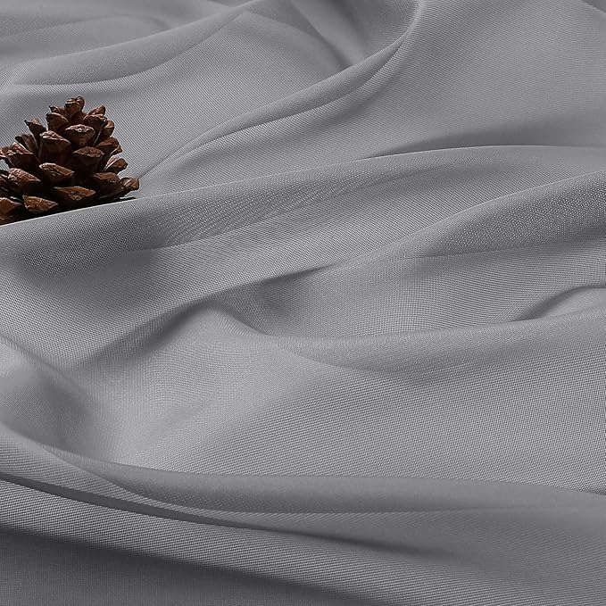 OWENIE Extra Long Grey Sheer Curtains 96 Inches Long 2 Panels Set, Soft - Image 8
