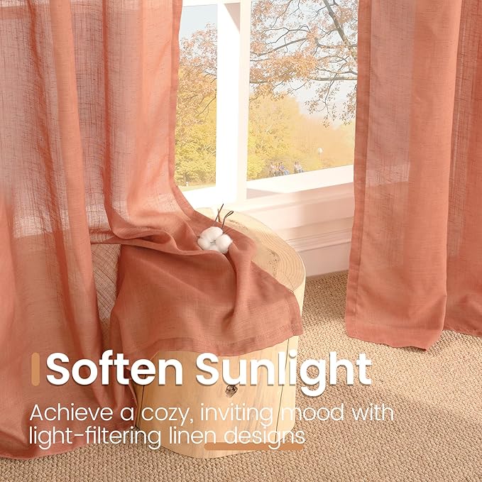 BGment Boho Terracotta Linen Curtains - Image 5