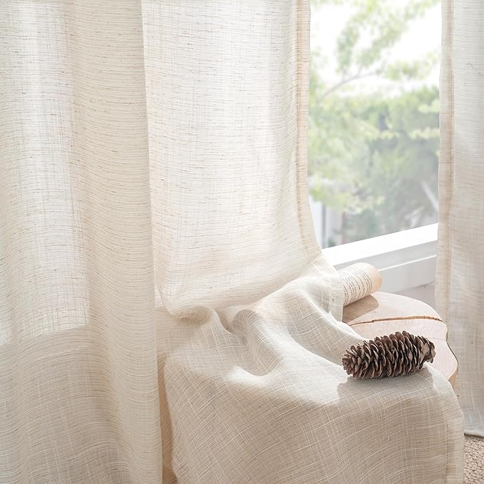 BGment Oatmeal Linen Curtains 40 Inch Length - Image 8