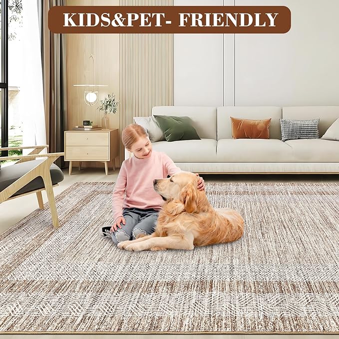 GarveeHome Modern Geometric Area Rug 2x3 Distressed Bordered Washable Non Slip - Image 7