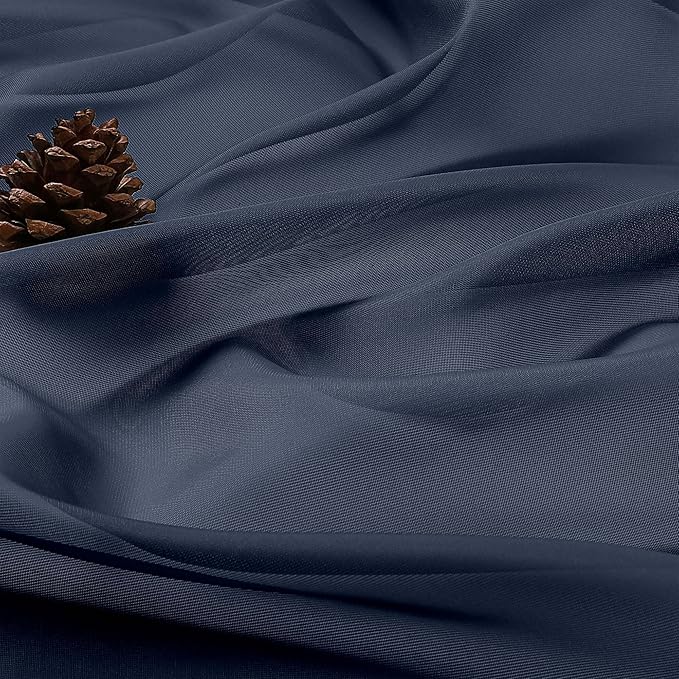OWENIE Navy Blue Sheer Curtains 72 Inches Long 2 Panels Set, Transparent Voile - Image 7