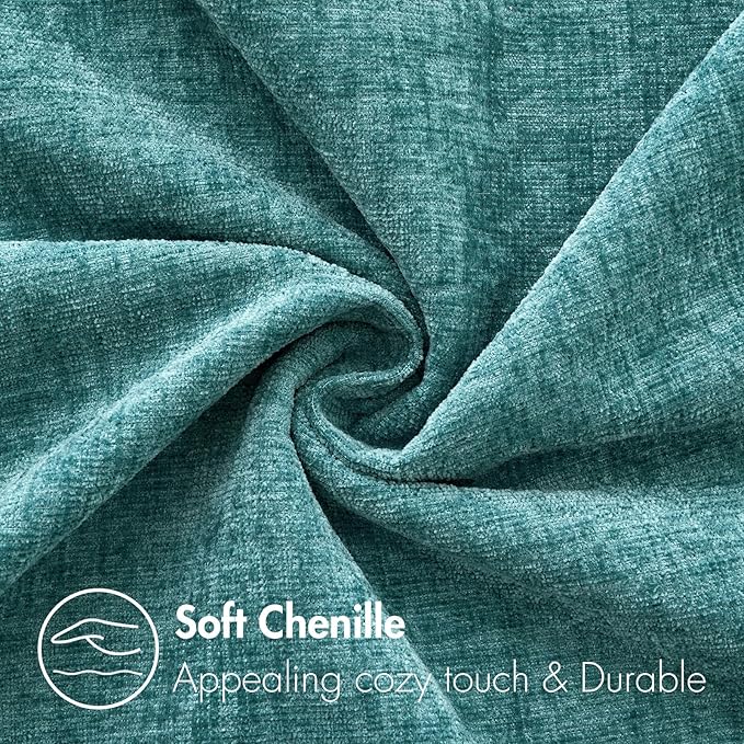 MIULEE Pack of 2 Couch Throw Pillow Covers 26x26 Inch Soft Teal Chenille Pillow - Image 2