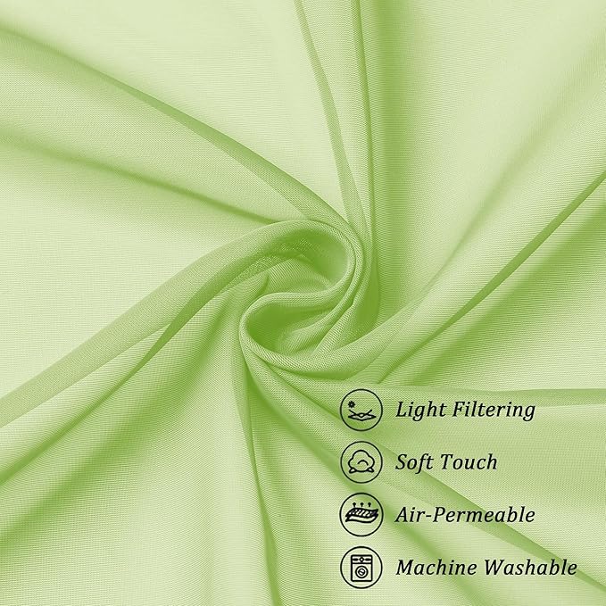 Chyhomenyc Sheer Curtains 63 Inch Length 2 Panels Set, Light Filtering Rod - Image 7