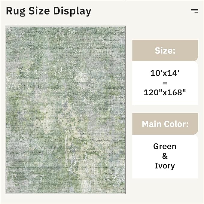 10x14 Area Rugs for Living Room, Non Slip Machine Washable Vintage Rugs - Image 5