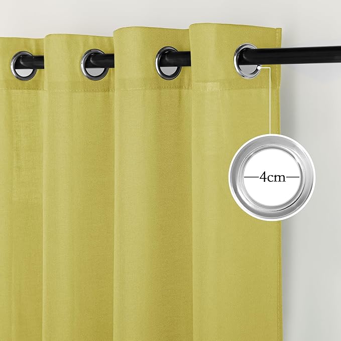 NICETOWN Bright Yellow Linen Curtains 96 inches Long, Grommet Thick Flax Light - Image 2