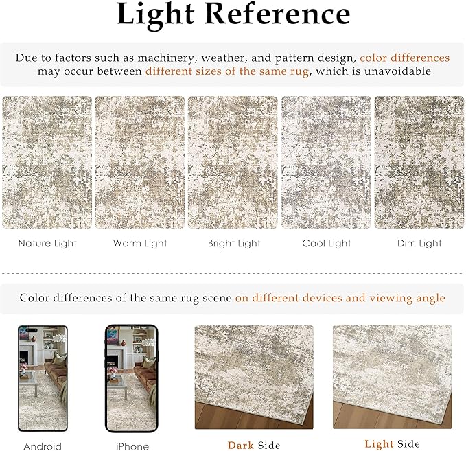 PureCozy Runner Rug 2x8 Beige Machine Washable Modern Abstract Hallway Carpet - Image 6