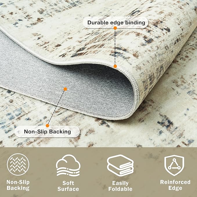 10x12 Area Rugs for Living Room Washable Rug: Anti-Skid Abstract Modern Living - Image 4