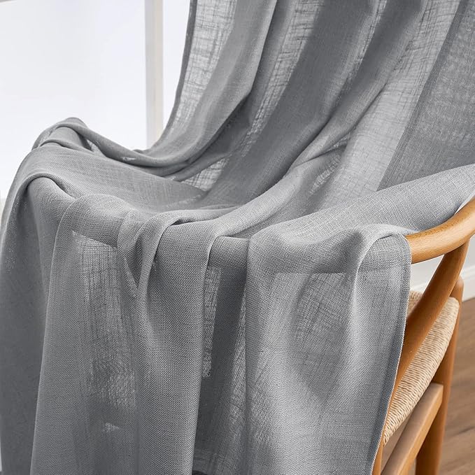 MIULEE Grey Linen Curtains 90 Inch Long - Image 6