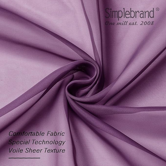 Simplebrand Plum Purple Sheer Curtains 72 Inches Long 2 Panels - Image 6