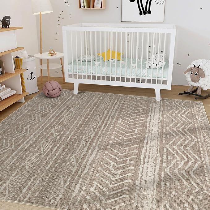 Nakagishi 10x14 Area Rugs Living Room: Washable Boho Large Neutral Modern Soft - Image 8