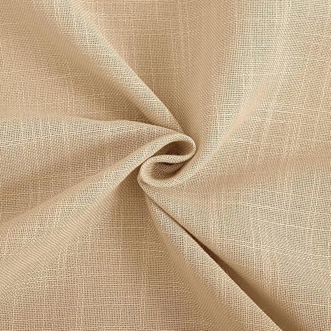 Tan Linen Curtains for Living Room Back Tab Modern Farmhouse Semi Sheer Tan - Image 6