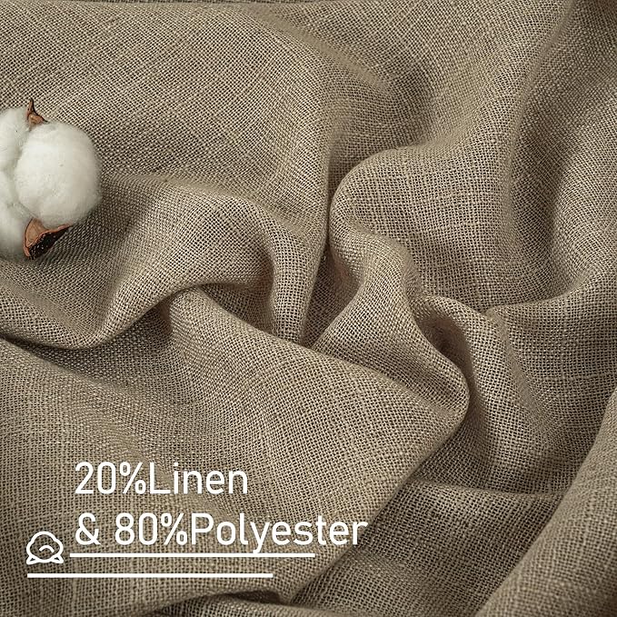 LAMIT Linen Semi Sheer Curtains 96 inches Long 2 Panels Set, Light Filtering - Image 2