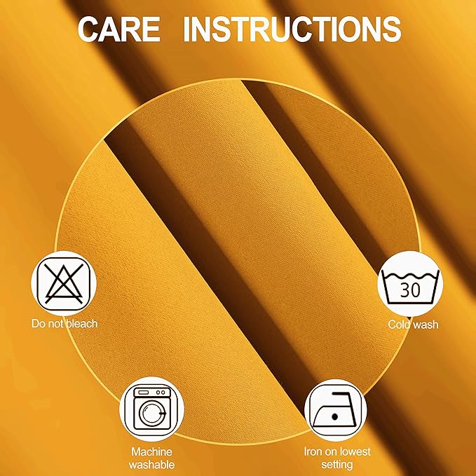 LEMOMO Yellow Thermal Blackout Curtains/38 x 84 Inch/Set of 2 Panels Room - Image 4