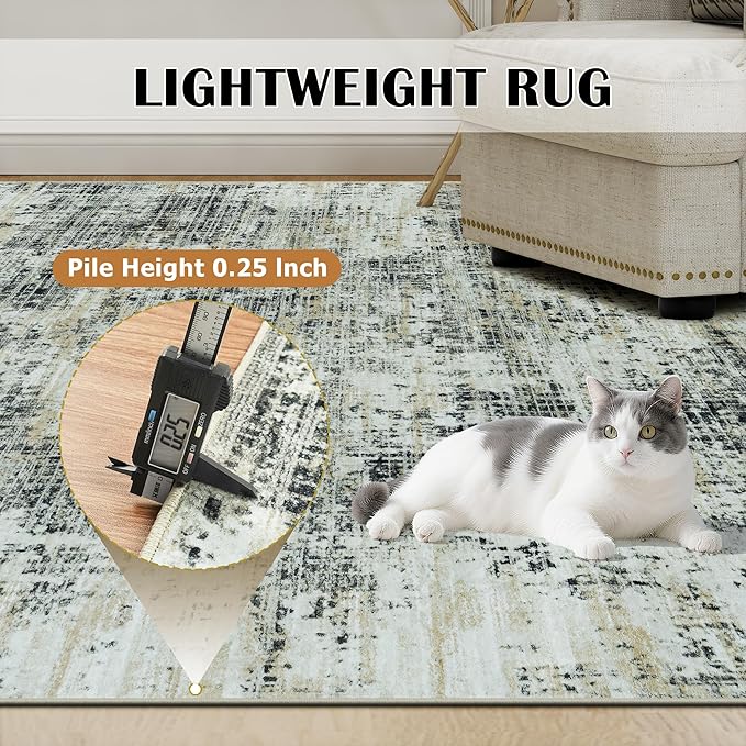 9x12 Area Rugs for Living Room Washable Rug: Anti-Skid Abstract Modern Living - Image 6