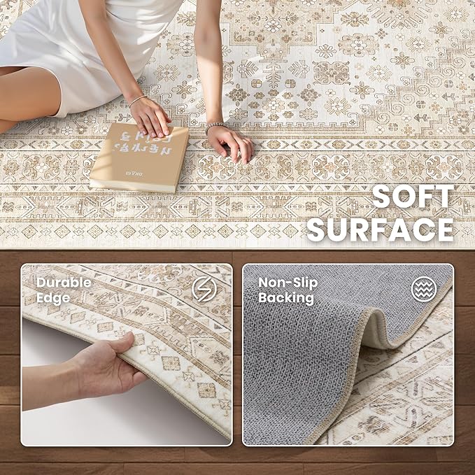zesthome 2x6 Runner Rug for Hallways, Machine Washable Rug, Non Slip Vintage - Image 5