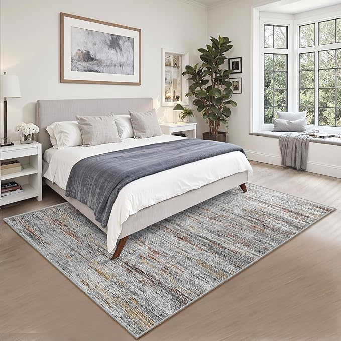 4x6 Rug - Stain Resistant Abstract Washable Rugs, Anti Slip Area Rugs - Image 6
