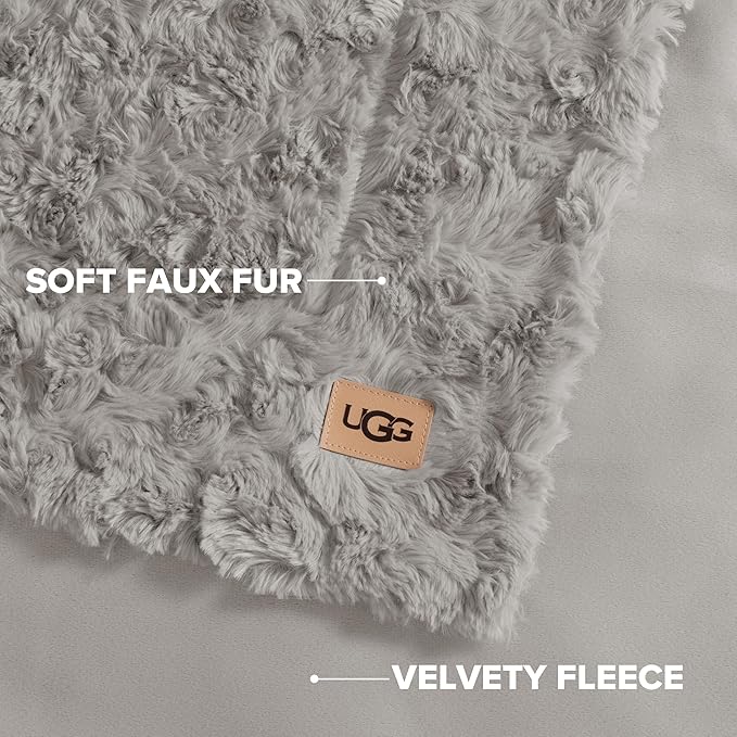 UGG Adalee Faux Fur Full/Queen Blanket, Double-Sided Fluffy Blanket, Cozy - Image 3