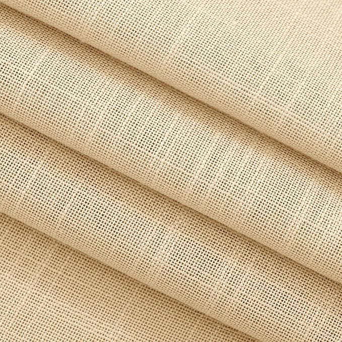 Tan Linen Curtains for Living Room Back Tab Modern Farmhouse Semi Sheer Tan - Image 5