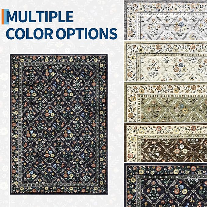 GarveeHome 8x10 Washable Large Living Room Rug Water Resistant Distressed - Image 8