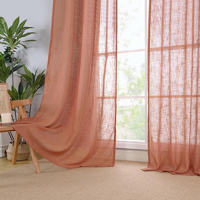 LAMIT 48 Inch Short Window Linen Curtains, Light Filtering Panels Back Tab and - Image 9