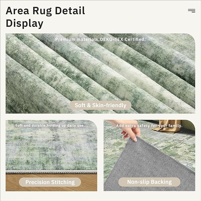 2x3 Abstract Washable Rugs for Kitchen, Powder Room Small Area Rug Non-Slip - Image 6