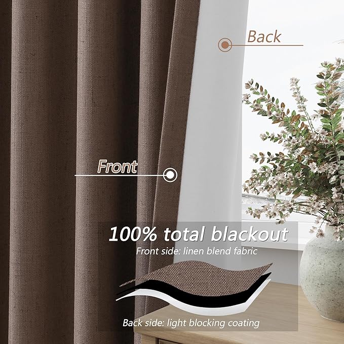Guken 100% Blackout Curtains 108 Inch Length 2 Panels Set - Image 4