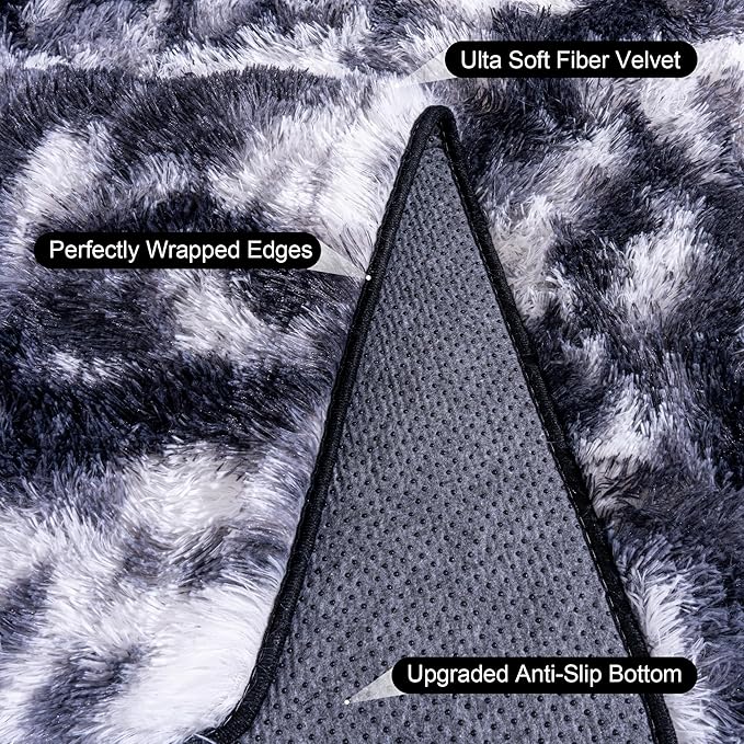 Black and White Rug for Bedroom, 4x6 Area Rug for Kids Room, Bedside Indoor - Image 5