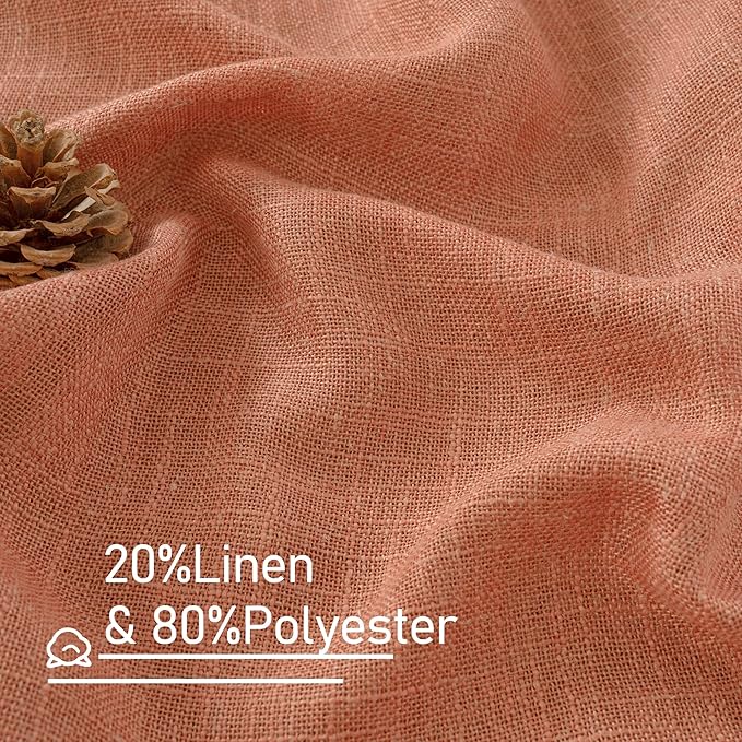 LAMIT 48 Inch Short Window Linen Curtains, Light Filtering Panels Back Tab and - Image 2