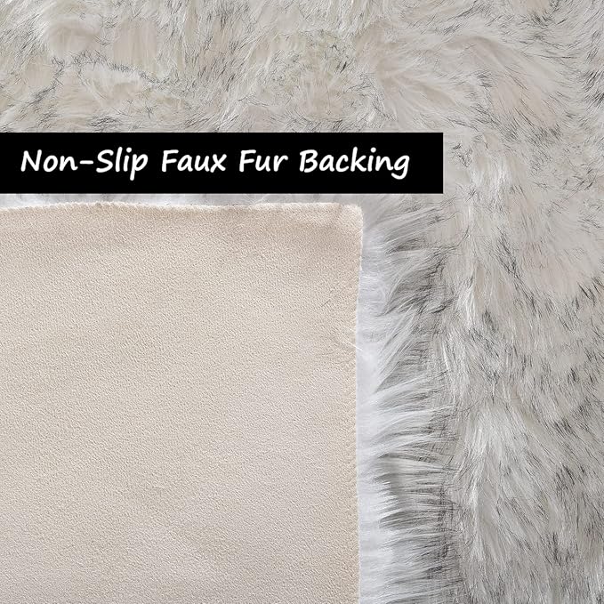 Goolela Round Sheepskin Area Rug 6ft Fluffy Circle Faux Fur Rug - Image 5