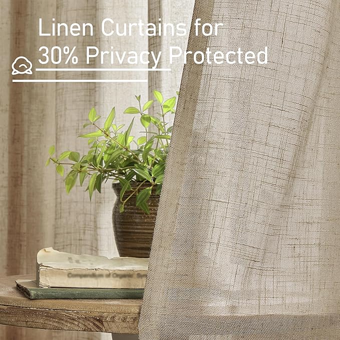 LAMIT Linen Semi Sheer Curtains 96 inches Long 2 Panels Set, Light Filtering - Image 5