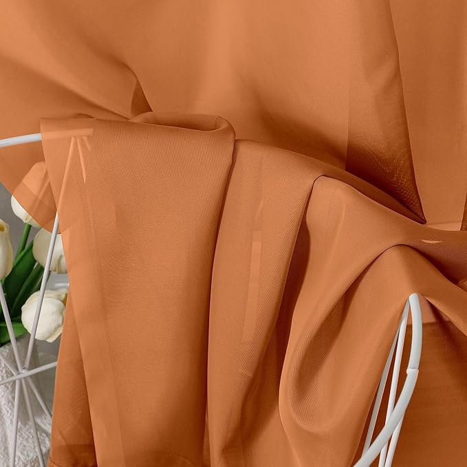Aiyufeng Orange Sheer Curtains 72 Inch Length 2 Panels Set, Light Filtering - Image 7