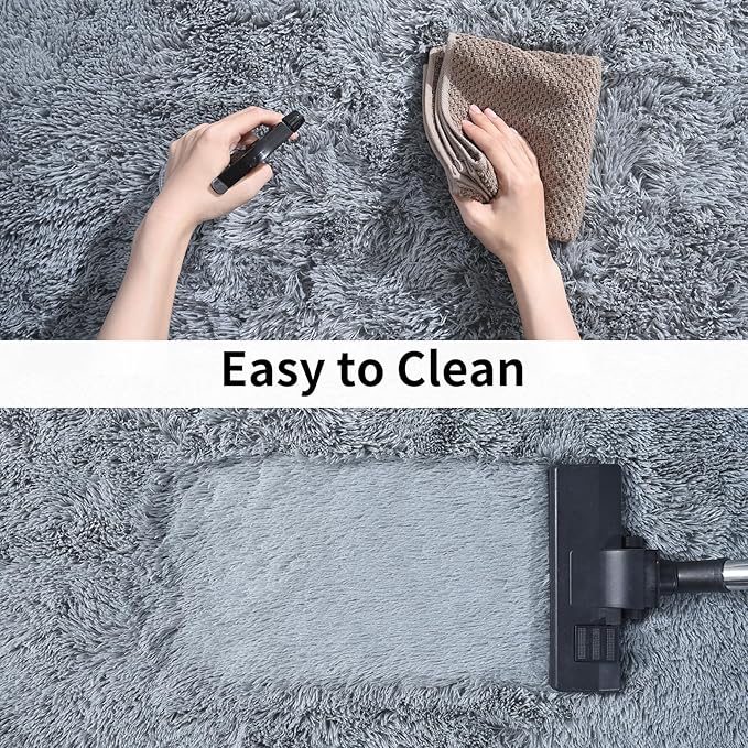 Soft Runner Rugs for Bedroom Hallways, 2 Packs 2x3 Grey Fluffy Shag Throw Area - Image 5