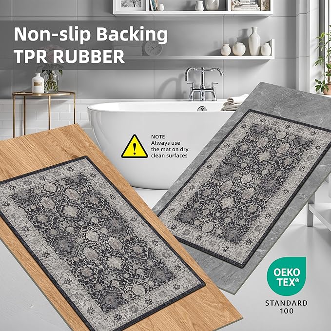 3 Pieces Kitchen Rug Sets: Farmhouse Washable Non-Slip Floor Mat - Image 5