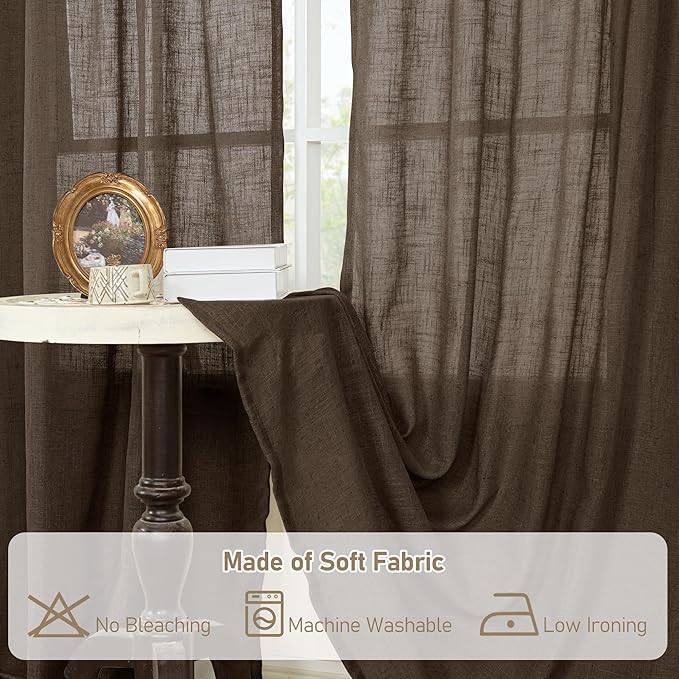 LAMIT Dark Brown Linen Curtains - Image 8